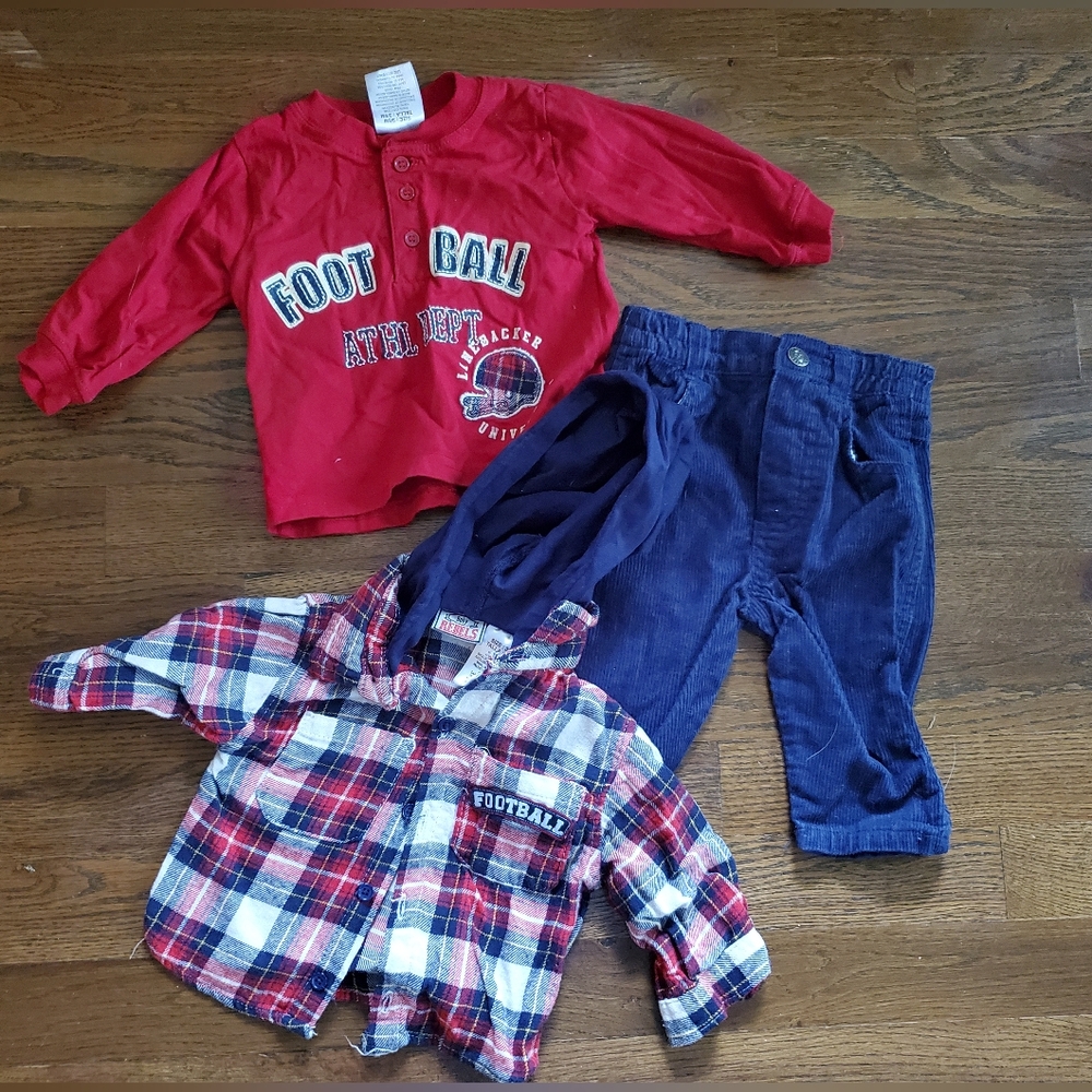 BABY REBELS Boys 3/6M 3-piece red/blue football set